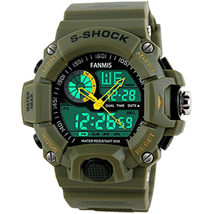 Fanmis-Men's-Sports-Analog-Digital-LED-Watch-Military-Multifunctional-Waterproof-Wristwatch-Green